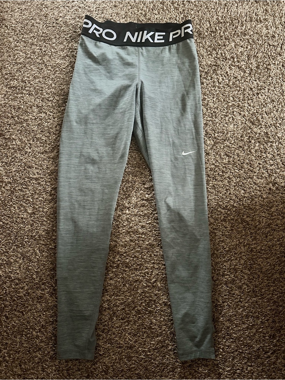 Nike Gray Kids Performance Leggings with Branded Waistband